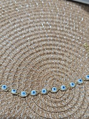 Evil Eye Bracelet in Light Blue and Gold - Women Jewelry